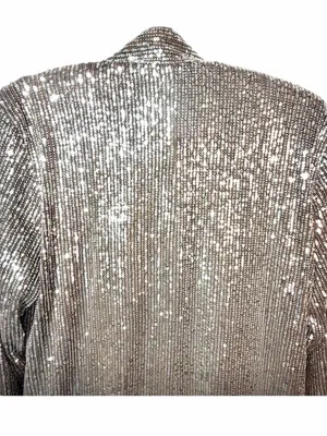 ANTHROPOLOGIE MARE MARE X Women’s Silver Sequin Duster Open Front Jacket Size S thumbnail 11