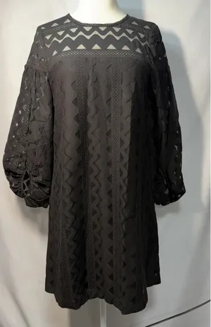 Laundry by Shelli Segal black lace long-sleeve mini Dress SIZE 4 thumbnail 1