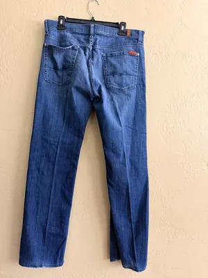 7 For All Mankind Women's Straight Leg Jeans in Deep Blue thumbnail 2