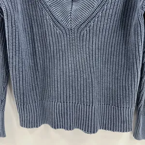 Aerie Sweater Women's Size XS Ribbed V-Neck Oversized Chunky‎ Knit Pullover Blue thumbnail 5