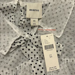 Anthropologie Maeve Short Sleeve Bow Collared Sheer Swing Blouse NWT Size XS thumbnail 11