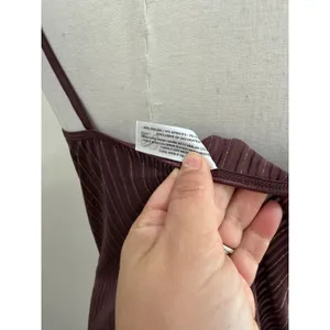 Cabernet Womens XL Brown Gold Metallic Pinstripe Camisole V-Neck Sheer Top thumbnail 7