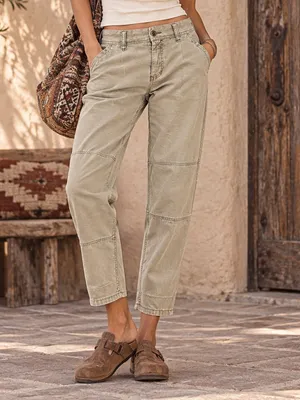 Free People Size 27 Olive Khaki Utility Pants Straight Leg Cargo Boho thumbnail 2
