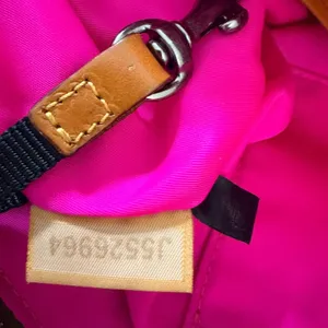 Dooney & Bourke Nylon Satchel Bag Khaki Tan Leather Trim Pockets Hot Pink‎ thumbnail 16