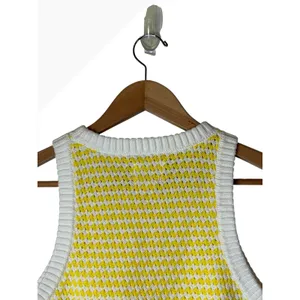 Future Collective Sweater Vest Women Small Yellow Cotton Cropped Preppy Retro thumbnail 7