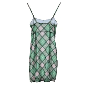 Rue21 Mini Dress Womens M Green Pink Plaid Mesh Bow Sheer Lined Coquette Y2K thumbnail 4