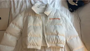 Custom Syracuse puffer jacket white thumbnail 1