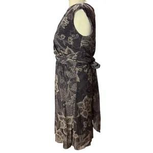 WESTON WEAR S‎ Brown Floral Wrap Midi Dress Whimsygoth Boho Fairy Y2K thumbnail 4