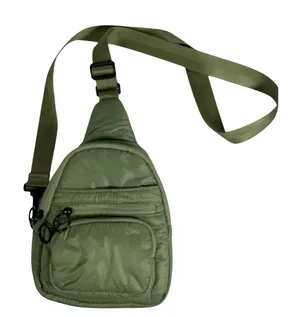 Anthropologie Puffy Nylon Sling Bag Sage Green Quilted Crossbody Backpack thumbnail 1