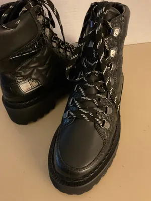 Vince Camuto women leather Black Quilted Combat Platform Boots size 6.5 thumbnail 5