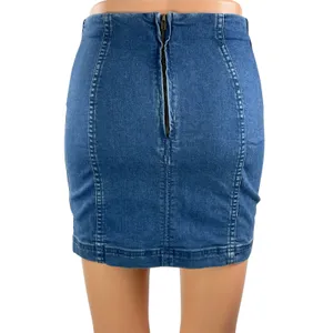 Free People Women's Blue Medium Wash High Waist Denim Jean Pencil Mini Skirt 0 thumbnail 3