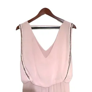 BCBGMaxazria Marlynn Sleeveless Sequin Trim Chiffon Maxi Dress Dusty Pink XXS thumbnail 6