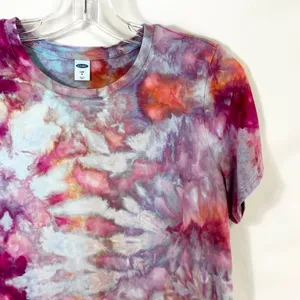 Old Navy Small Top Handmade Tie Dye Luxe T-Shirt‎ Pink Blue Festival Boho 1119 thumbnail 5