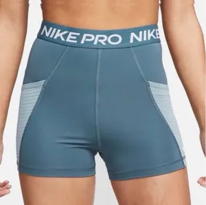 Nike Pro Women's Slate Blue High-Waist Athletic Shorts thumbnail 1