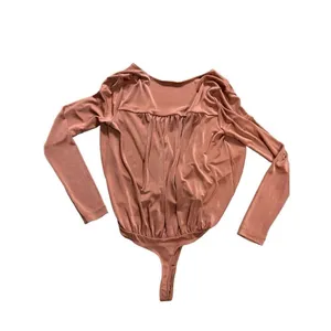 Free People Turnt‎ Long Sleeve Bodysuit in Ginger Spice Sz M thumbnail 5