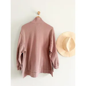 Z Supply | Oversized Half Zip Pullover Sweatshirt Mauve Pink | Sz M thumbnail 10