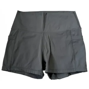 Womens Gray High Waisted Biker Cycling Shorts with Pockets Size Large | 0345 thumbnail 1