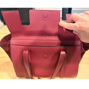 Kate Spade Burgundy Pebbled Leather and Suede Satchel Crossbody‎ Bag thumbnail 15