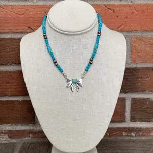 Bow Necklace Set with Turquoise & Navajo Style Pearls thumbnail 4