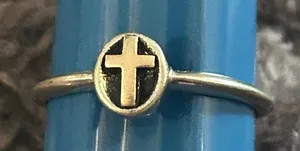 Cross ring 925 sterling silver z13 size 9 thumbnail 1