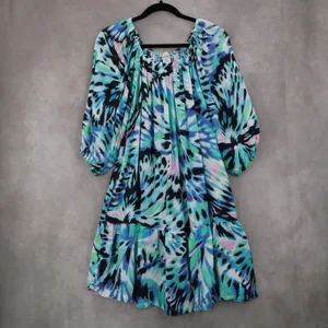 Tommy Bahama Blue Short Fit Flare Preppy Cocktail Business Colorful Dress‎ Small thumbnail 2
