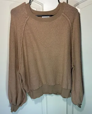 Daryl Ann Denner Pink Lily Knit Sweater Pullover Cotton Boucle Brown Womens‎ M thumbnail 1