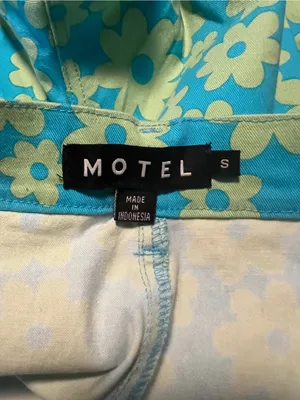 Motel Rocks Zoven‎ Flare Trouser Hight Rise In Retro Daisy Blue Size S thumbnail 7