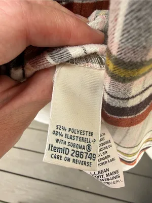 L.L. Bean | Plaid Button-Down Shirt - Cream, Rust & Olive Stripe size small thumbnail 2