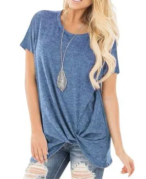 Sampeel brand denim blue soft tunic with twisted knot hem! New thumbnail 1