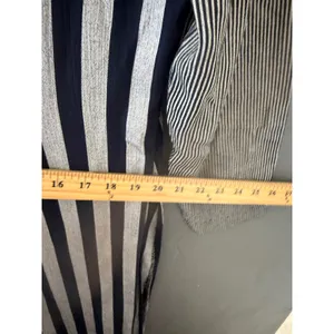 Breakin Loose Vintage‎ XL Striped Lace Up Front Midi Dress Navy Grey Long Sleeve thumbnail 8