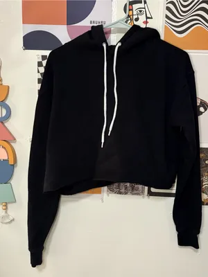 Wild Fable Black Cropped Raw Hem Hoodie Size Small thumbnail 1