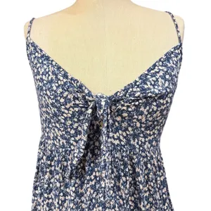 Arizona Jean Co L Blue Floral Tie Front Button Down Ruffle‎ Midi Dress Cottage thumbnail 2