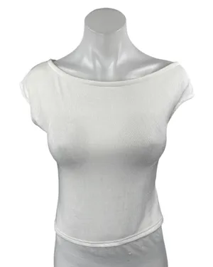 Edikted Women's White Short Sleeve Boat Neck Cropped T Shirt Tee Top Size M thumbnail 1