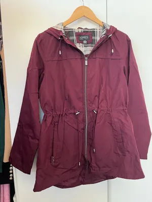 Jones New York Maroon Rain Parka Pocket Jacket Medium thumbnail 1