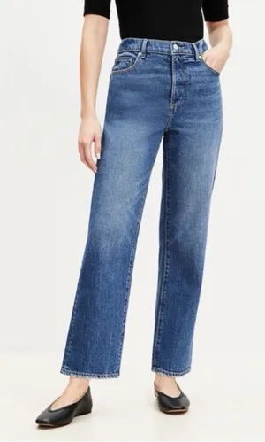 Loft The‎ Straight High Rise Jean Blue 32/14 Petite Minimalist Casual thumbnail 1