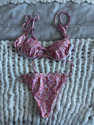pink/orange womens bikini set Pink thumbnail 2
