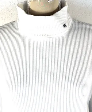 Lauren Ralph Lauren Women’s XL White Ribbed Turtleneck Sweater Logo Stretch thumbnail 2