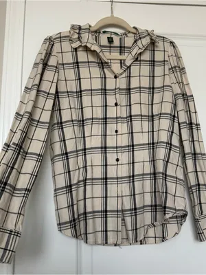 Lauren Ralph Lauren Cotton Plaid Ruffle Collar Button-Down Top - Size M thumbnail 1