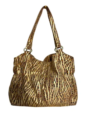 The Find Metallic Cheetah Zebra Animal Print Oversized Hobo Shoulder Bag thumbnail 1