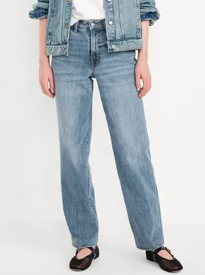 Old Navy OG LOOSE Secret-Smooth High Rise Denim High Waist Straight Leg Jeans thumbnail 1