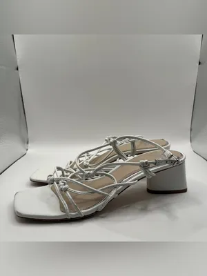 PAIGE Gianna Square Toe Strappy Block Heel Sandals size 7 white leather thumbnail 4