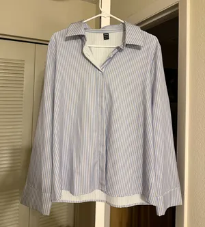 Blue and white striped button up Size L thumbnail 1