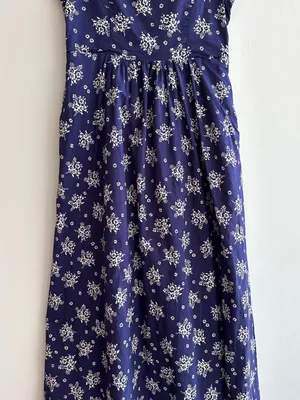 Patrons of Peace Floral Ribbon Tie Smocked Back Midi Dress, Blue, Size Small thumbnail 3