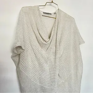 All Saints Itat Levita Twist Front Mesh Poncho Wrap Size X-Small Ivory/Beige thumbnail 8