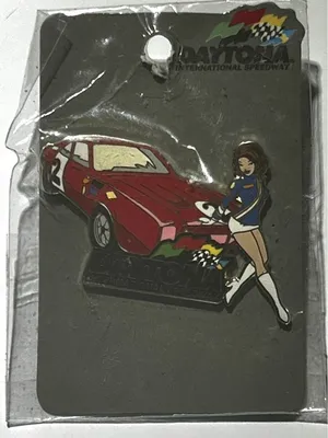 Daytona International Speedway Red Race Car Racing Girl Pin NASCAR Vintage RARE thumbnail 2