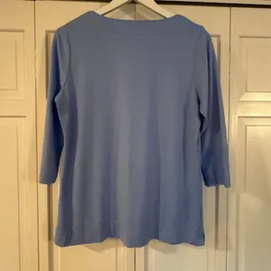 L.L. Bean supima cotton blue notch neck top size M thumbnail 4