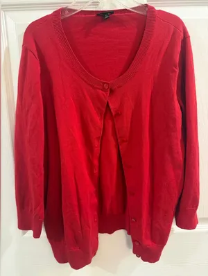 Talbots Red Button-Front Women's Sweater Cardigan thumbnail 1