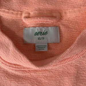 Aerie Waffle Knit Crewneck Sweatshirt Peach Coral Slit Oversized‎ Cozy Basic XS thumbnail 3