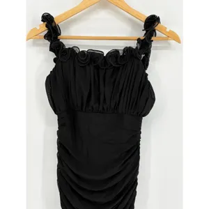Selfie Leslie Little Black Dress Ruched Midi Bodycon Off Shoulder Size Small NWT thumbnail 4