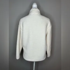SKECHERS Womens 1/4 Zip Fleece Pullover with Kangaroo Pockets Cream Size XS thumbnail 3